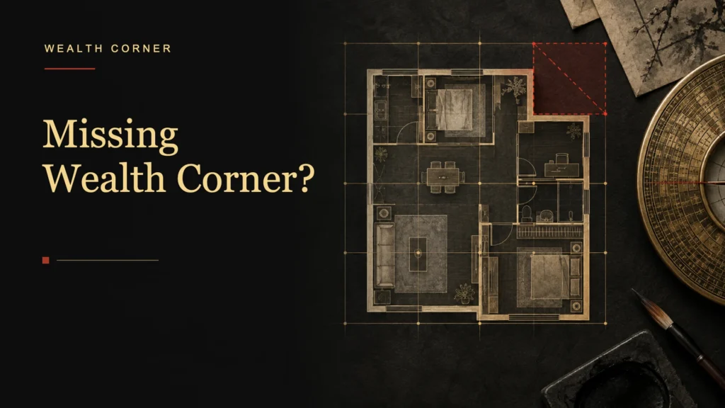 L-shaped floor plan showing a missing feng shui wealth corner