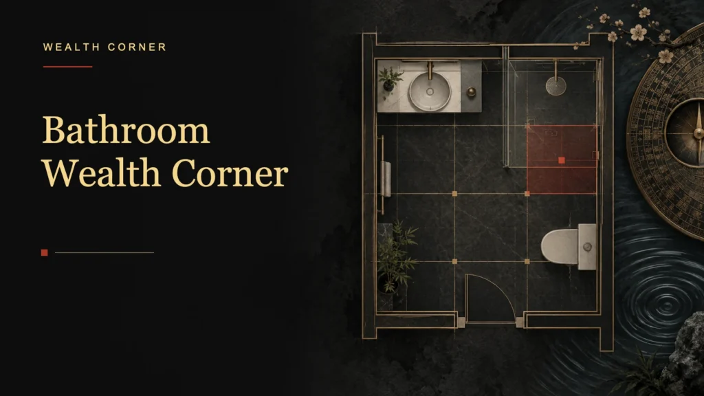 Bathroom floor plan with a highlighted feng shui wealth corner