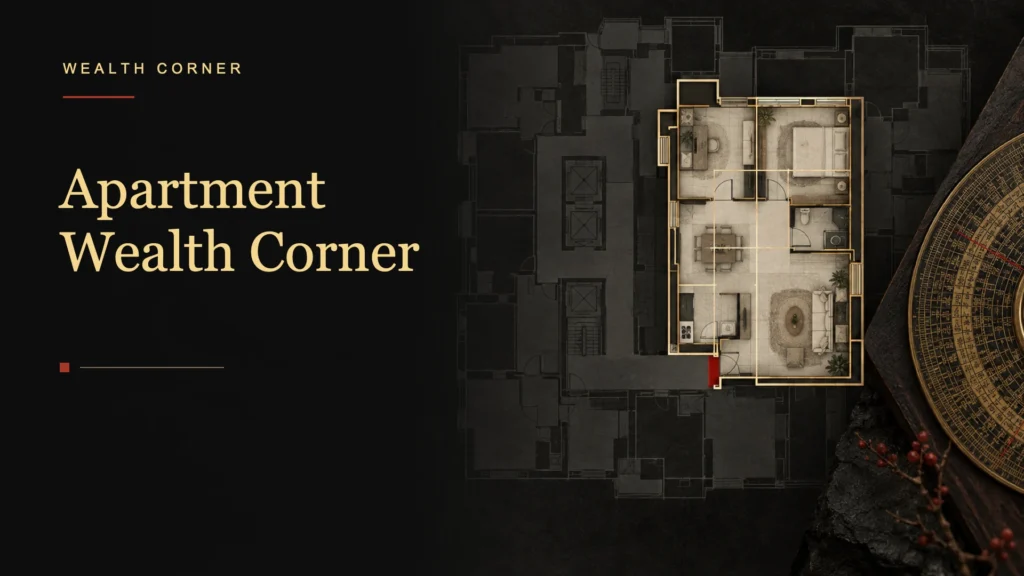 Private apartment floor plan highlighted within a building for feng shui wealth corner mapping