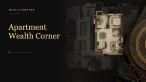 Private apartment floor plan highlighted within a building for feng shui wealth corner mapping